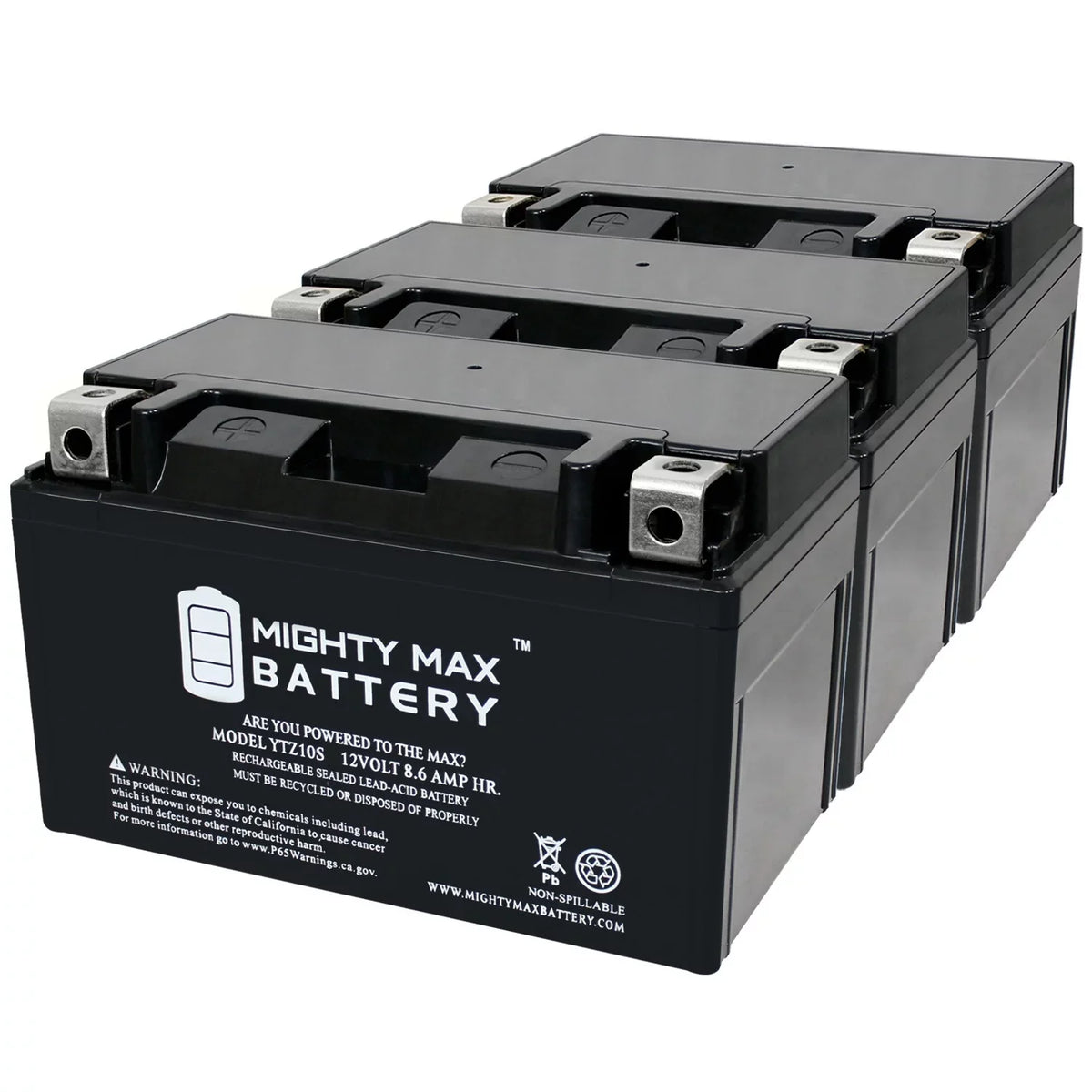 YTZ10Size 12V 8.6AH Replacement Battery compatible with Sizeuzuki 1000 GSizeX-R1000 00-17 - 3 Pack