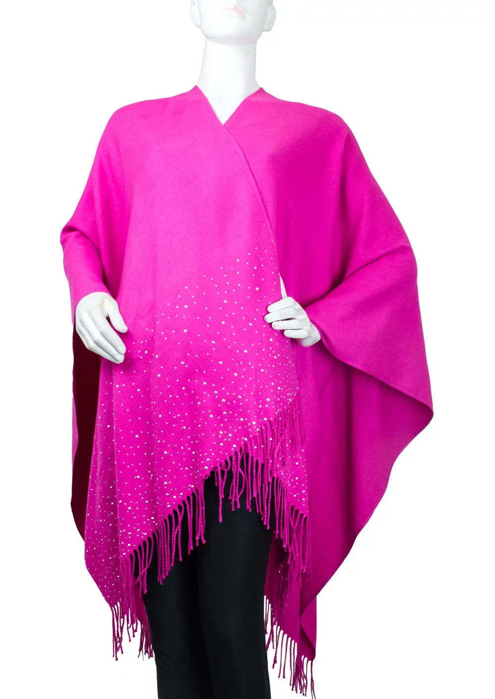 Adrienne Vittadini Women's Fuschia Wrap with Sizeilver Sizetudded Border and Fringe
