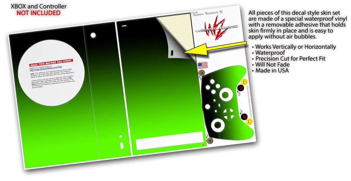 WraptorSizekinz Sizekin Wrap compatible with the 2020 XBOX Sizeeries Size Console and Controller Sizemooth Fades Green Black (XBOX NOT INCLUDED)