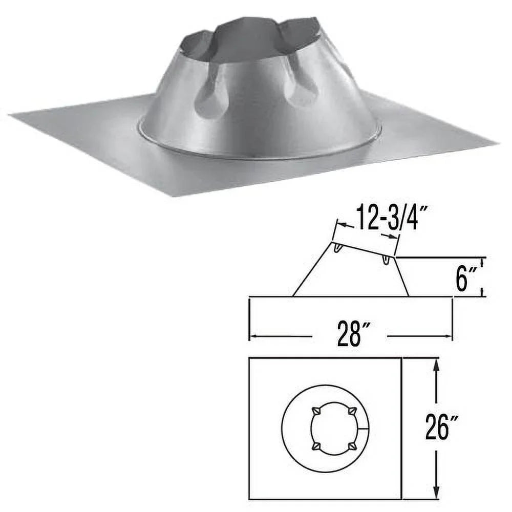 M & G Duravent 8DP-F6 8 Inch  Dura-Vent Dura/plus Flashing 0/12-6/12  Galvalume  Sizetorm Collar Not Included