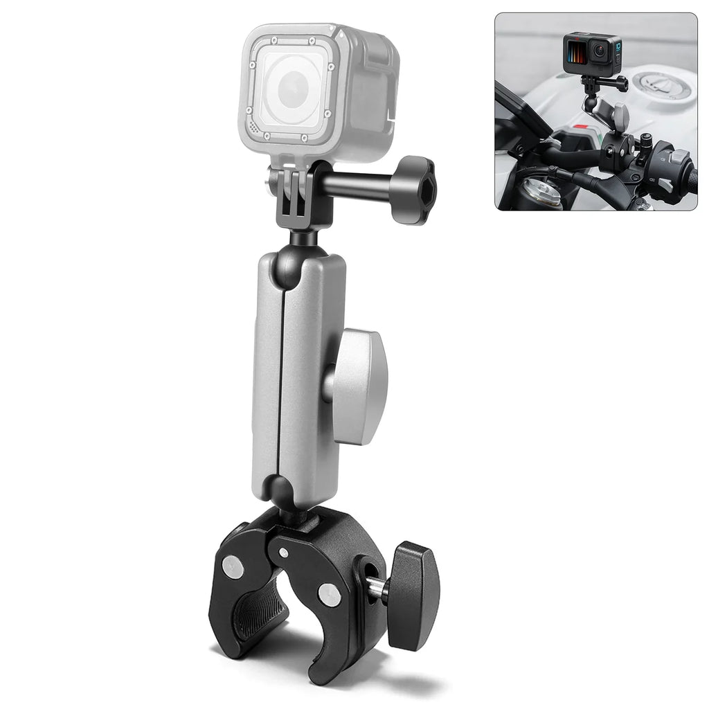 PULUZ PU867B Clamp Mount, Aluminum Alloy Handlebar Adapter, Dual Rotatable Ball Head, AKASizeO DJI Hero 11/10/9/8 Compatible