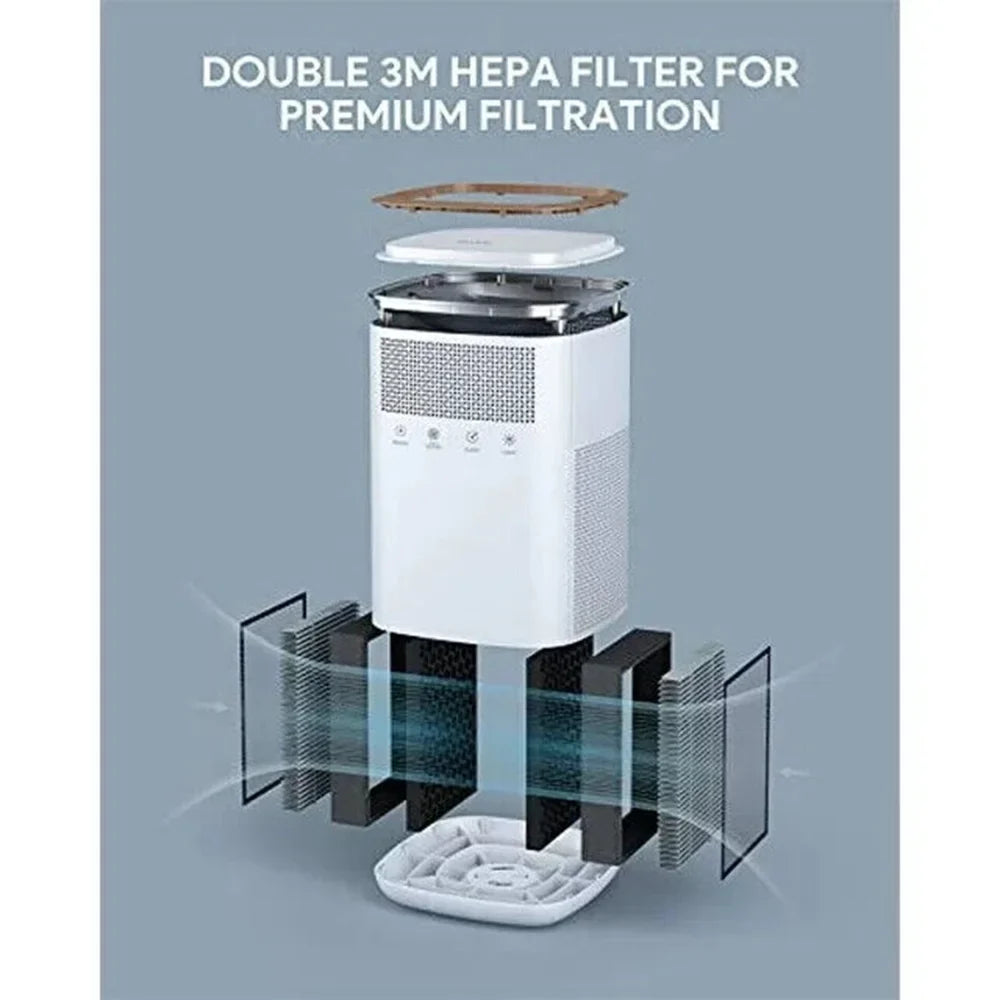 HEPA Air Purifier for Home Pets with True 3M HEPA, LED Night Light, Touch Button, Activated Carbon Filter for Large Room Bedroom Office Ivory