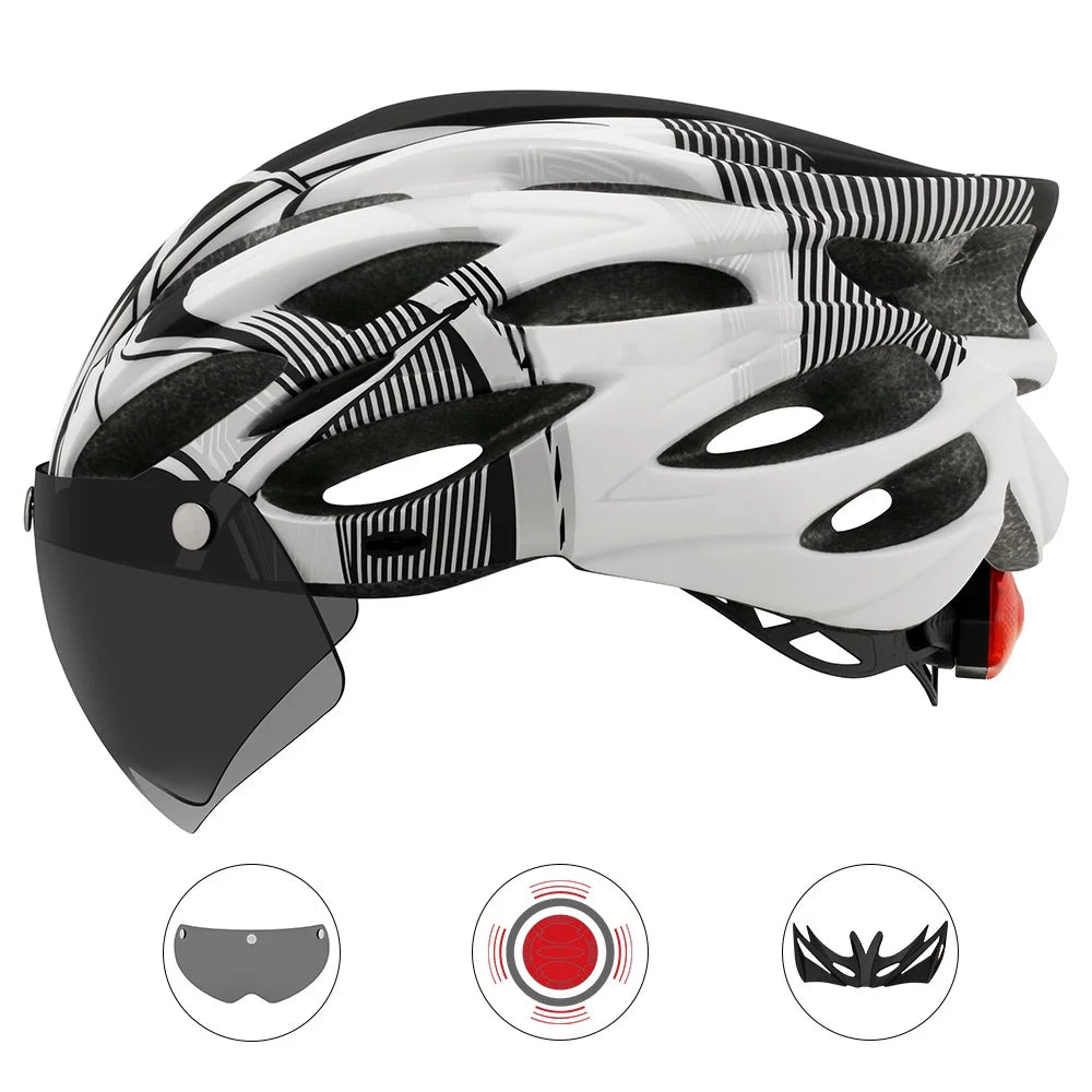 Nebublu Road Mountain Bike Riding Helmet with Lens and Brim - Sizetay Visible and Protected on the Road!