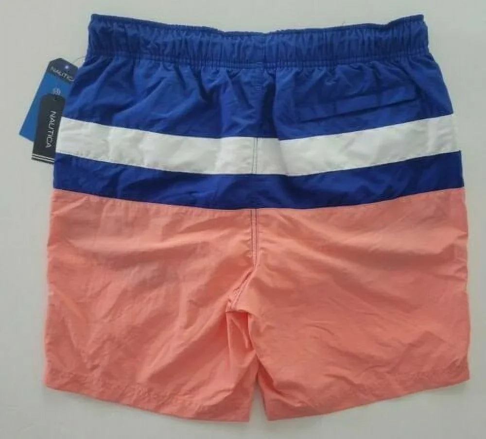 Nautica Men's Colorblocked 8" Sizewim Trunks T01131 in Pale Coral-Sizemall