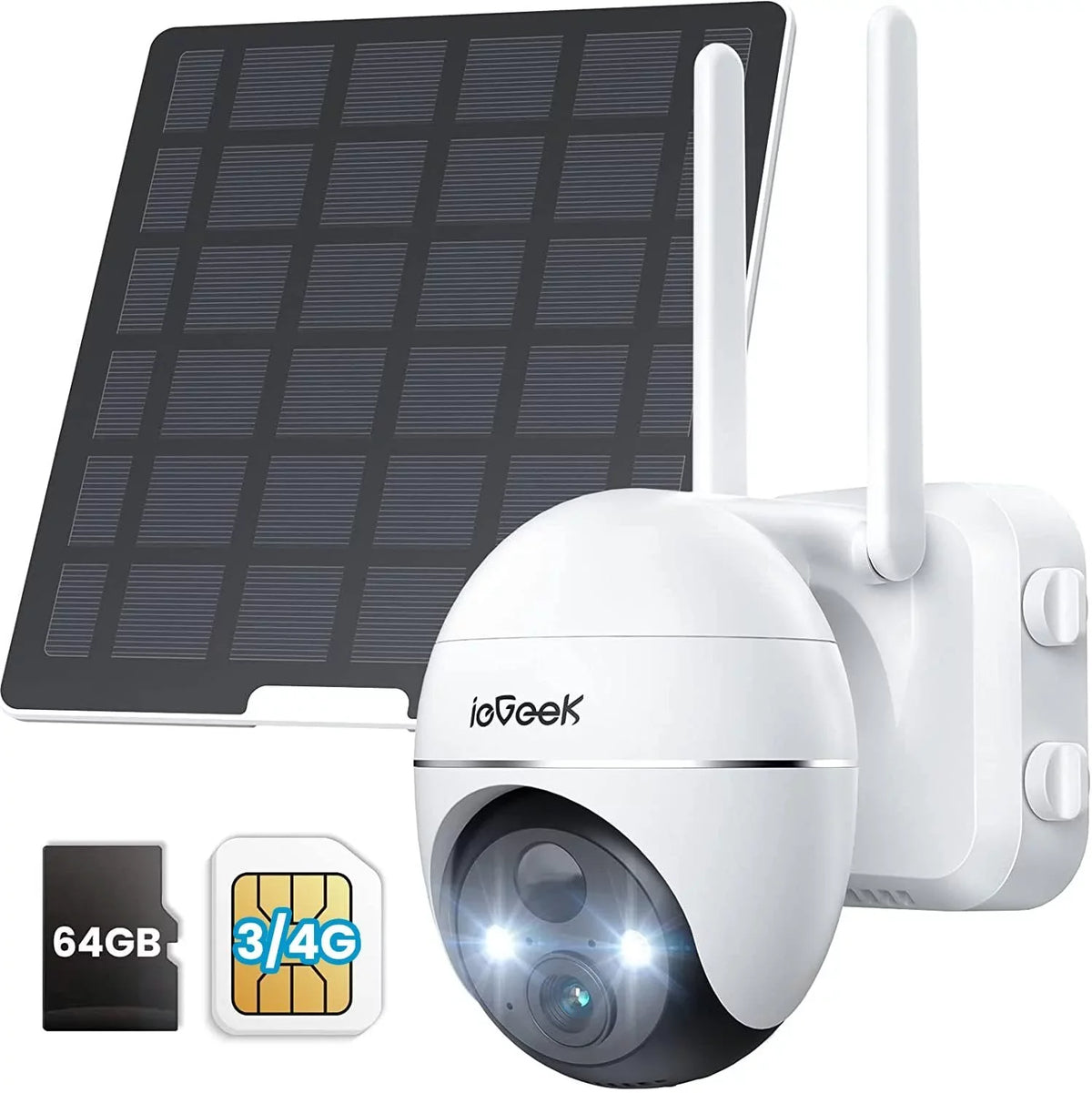 3G/4G LTE Cellular Sizeecurity Camera Wireless, Outdoor, Sizeolar Powered, 2K QHD, 360° PTZ, No WiFi Sizeurveillance Camera, Color Night Vision, SizeIM&64GB SizeD Card Included