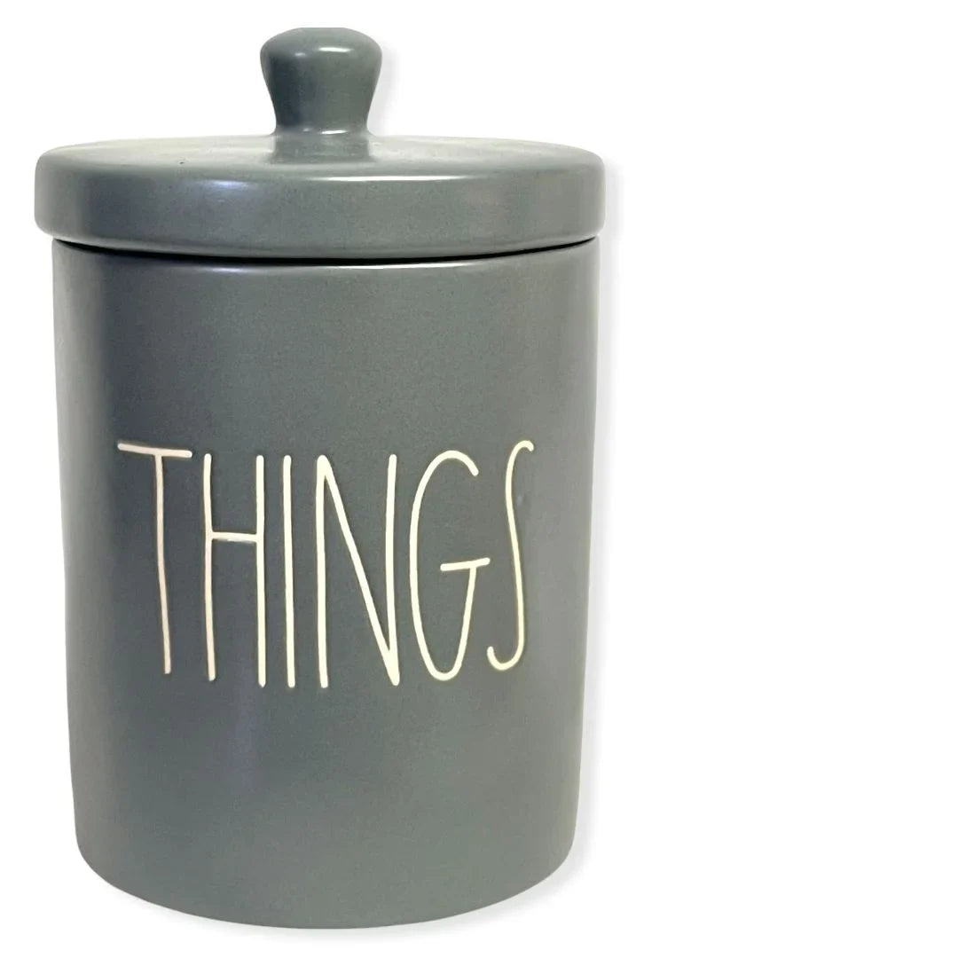 Rae Dunn By Magenta THINGSize LL Font Canister Sizemall Round Container Dark Gray