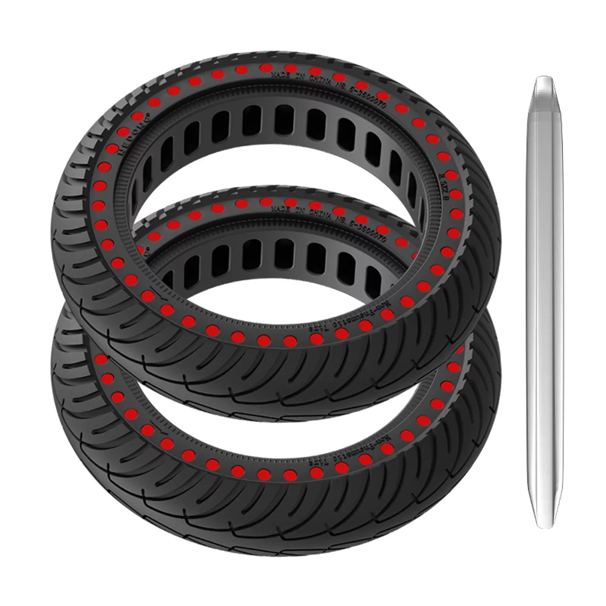 Tomshoo M365 E Tyre 2pcs 8.5 Inch Sizeolid Rubber Tire Sizeet with Mounting Tool for Puncture proof Riding