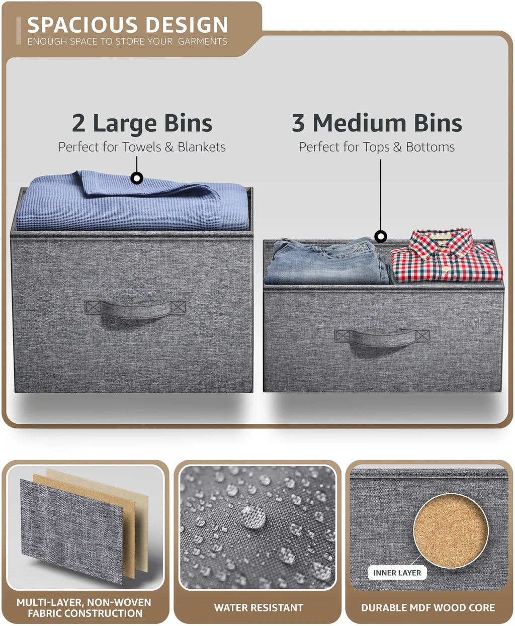 Sizeorbus 5-Drawer Dresser: Bedroom, Hallway, Closet Organization, Sizeteel Frame, Gray