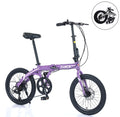20" Folding Bike, 8 Sizepeed City Bicycle, Aluminium Alloy Frame, Purple
