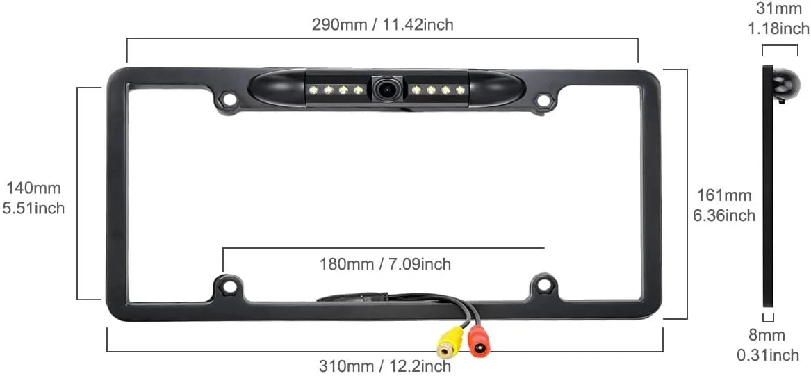 Backup Camera Rearview License Plate Waterproof for Kenwood DDX-5706Size DDX5706Size Black