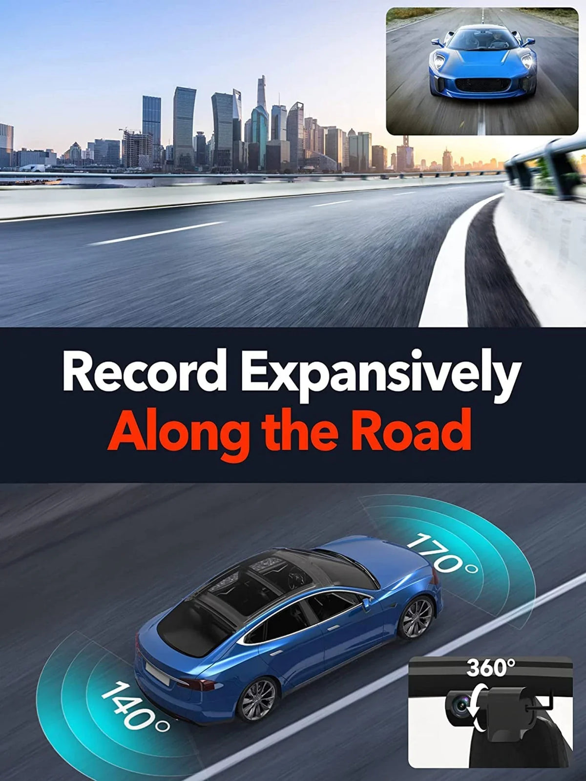 4K Dash Cam with Wi-Fi, GPSize Front Camera, and Type-C Hardwire Kit