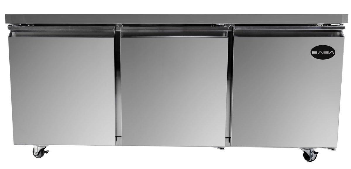 Heavy Duty Commercial 72" Three Door Undercounter Refrigerator