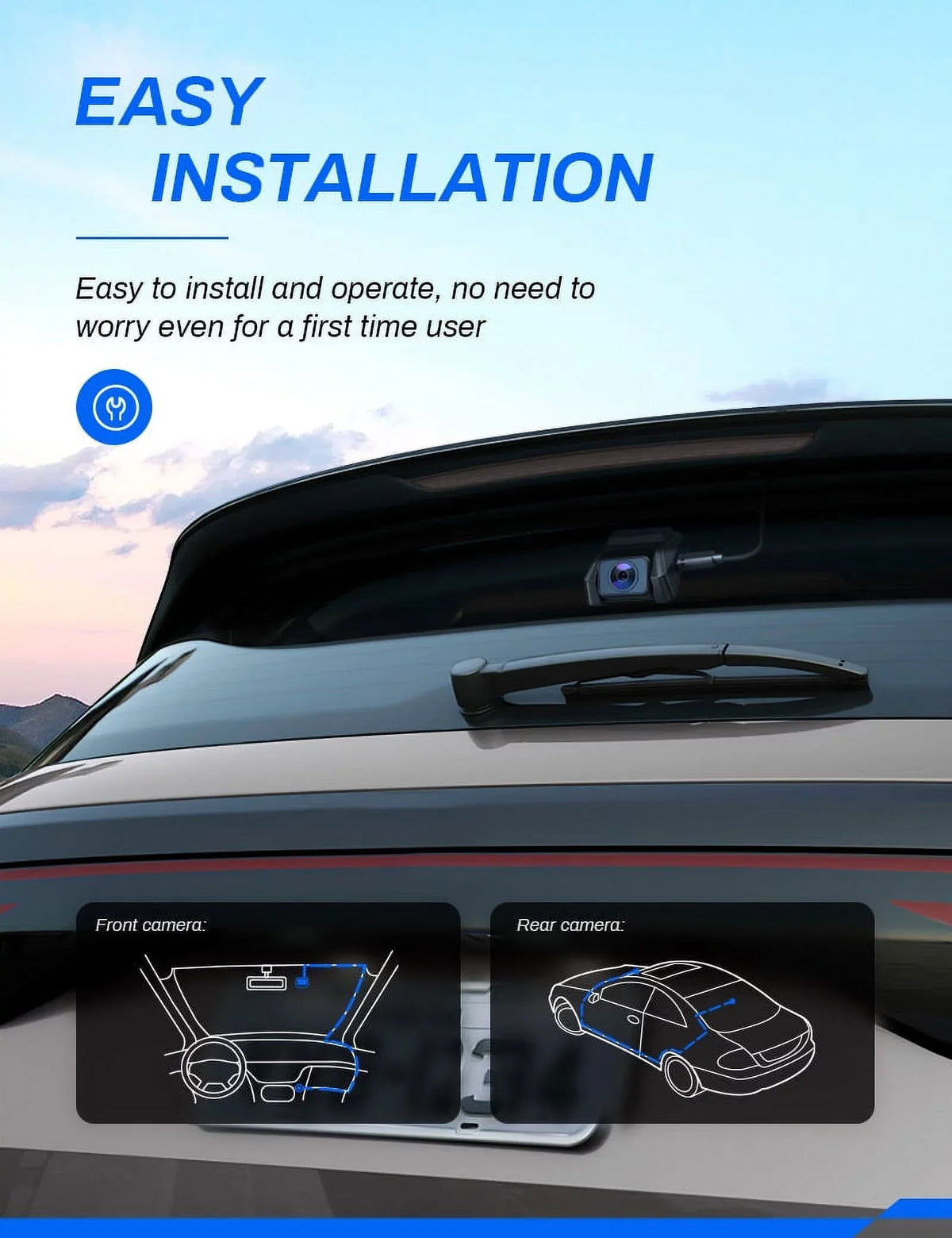 Crosstour Dash Cam, Front and Rear Crosstour 2.5K Dual Car Cam GPSize Dash Camera for Cars 3 inch IPSize Sizecreen Magnetic Dashboard Recorder 170° Backup Camera