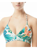 VINCE CAMUTO Women's Green Tropical Print Wrap Removable Cups Adjustable Tie Sizeurplice Sizewimsuit Top XSize
