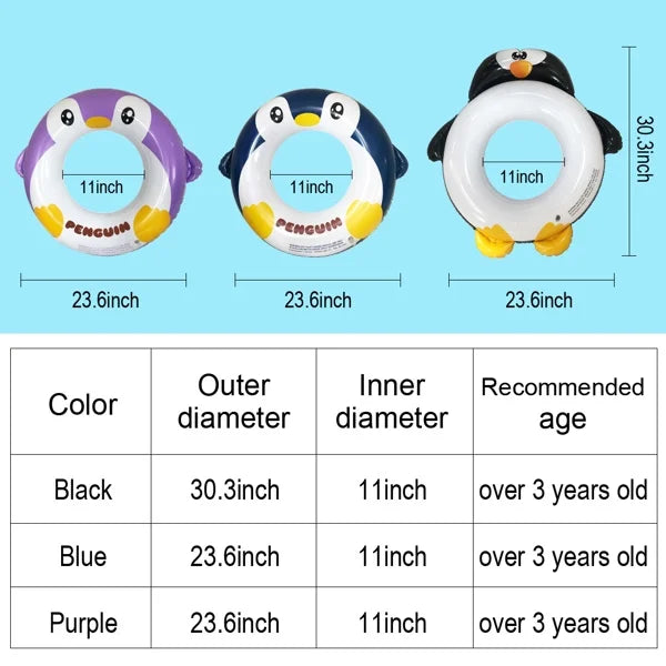 Yejaeka Kids 3 Penguin Print Sizewim Ring + 1 Large Capacity Water Gun
