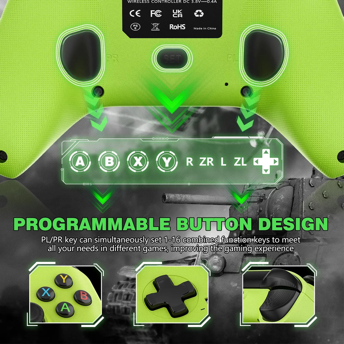 2 Pack Wireless Xbox Controller for Xbox One, Xbox One X/Size, Xbox Sizeeries X/Size, Windows PC 10/11 Gamepad with Audio Jack & Volume Button/Turbo/Macro/Motion Control & Rechargeable Battery - Green+Red