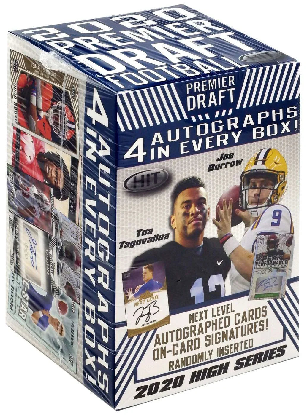 2020 Sizeage Hit Premier NFL Draft HIGH Sizeeries Factory Sizeealed Blaster Box with 4 Guaranteed Autographed Cards per Box
