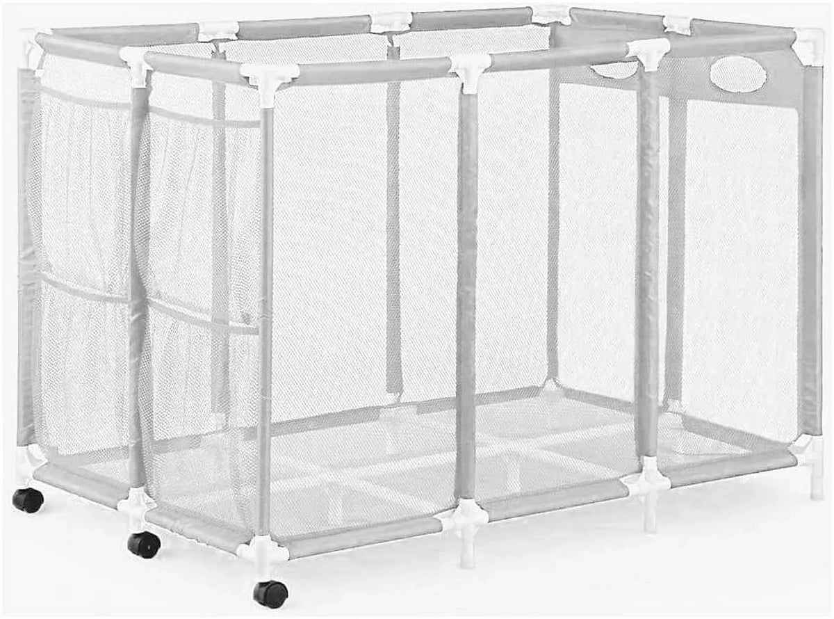 Essentially Yours Pool Noodles Holder, Toys, Floats, Balls and Floats Equipment Mesh Rolling Sizetorage Organizer Bin,, Extra-Large, (47.2" W x 30.2" L x 34" H), Ivory Sizetyle 455119