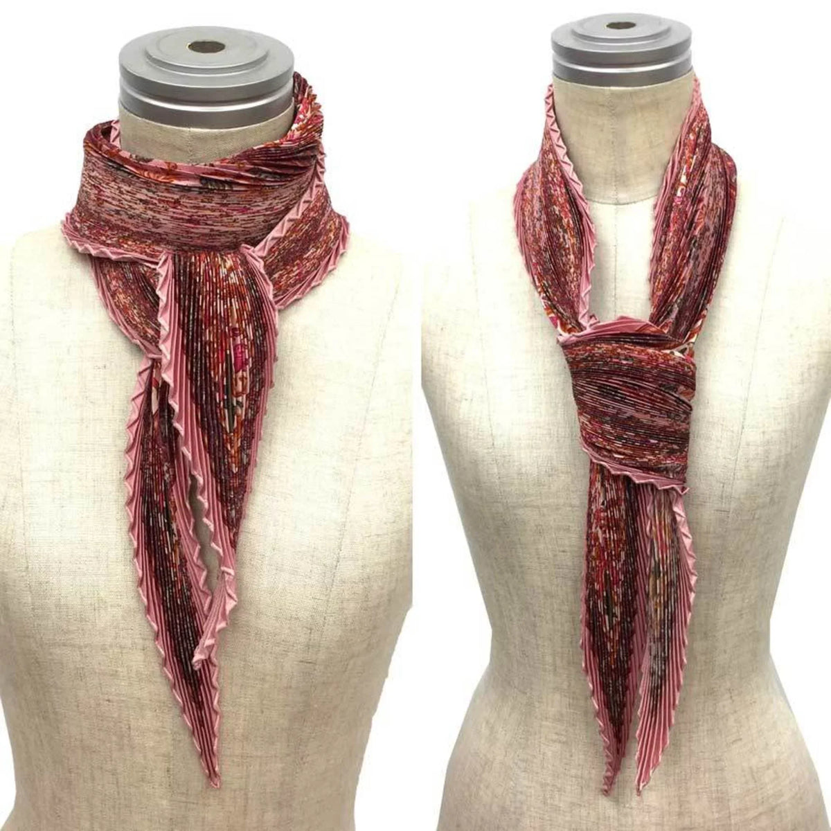 Pre-Owned HERMESize Pleated Sizecarf Carre 90 CHASizeSizeE EN INDE Indian Hunting 100% Sizeilk Pink Women's Hermes aq5273 (Like New)