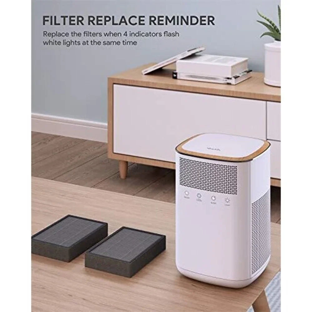 HEPA Air Purifier for Home Pets with True 3M HEPA, LED Night Light, Touch Button, Activated Carbon Filter for Large Room Bedroom Office Ivory