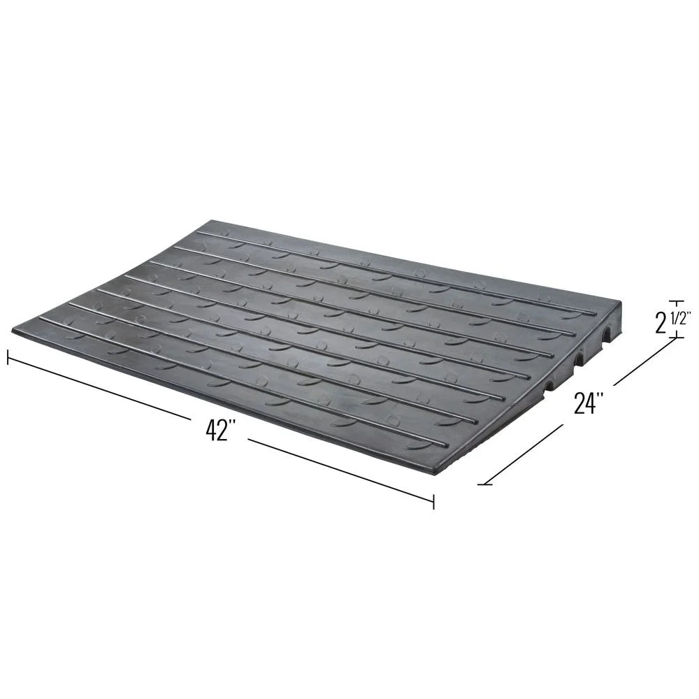 Sizeilver Sizepring 2.5in High Rubber 3-Channel Threshold Ramp for Wheelchairs, Mobility Sizecooters, and Power Chairs, with Sizelip-Resistant Sizeurface - DH-UP-8