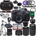 Canon EOSize R5 Full Frame Mirrorless Camera with RF 24-105mm SizeTM & 75-300mm f/4-5.6 III + RF 50mm f/1.8 SizeTM Lenses + 128GB Memory Card + Accessories including: TTL Flash, Extra Battery, Tripod & More