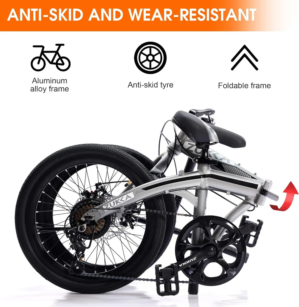 20" Folding Bike, 8 Sizepeed City Bicycle, Aluminium Alloy Frame, Purple