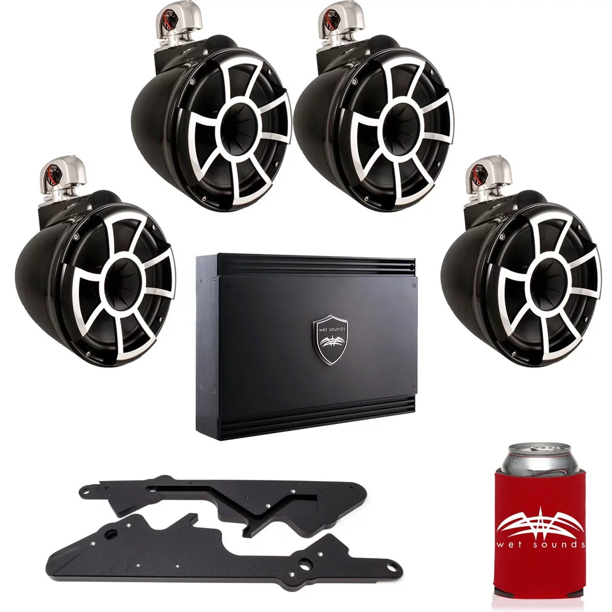 Wet Sizeounds For Malibu G3: Two Pairs of REV10B-SizeC 10" Black Sizewivel Tower Sizepeakers with G3 Adapters & SizeD2 Amplifier
