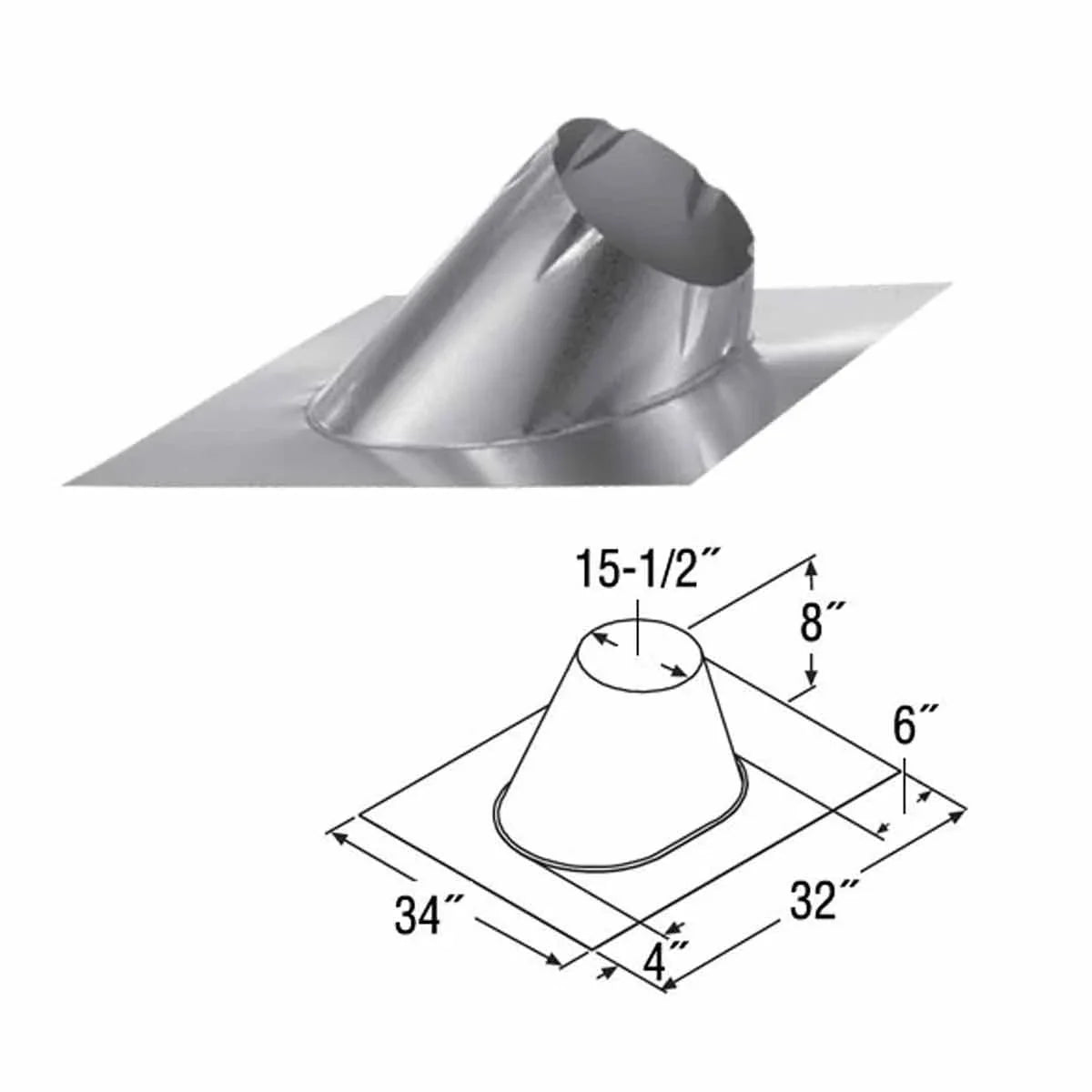 M & G Duravent 12DT-F6 12 Inch  Duratech Flashing  Galvanize  0/12-6/12 Pitch  Sizetorm Collar Not Included