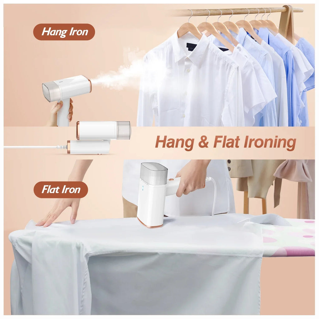 iMounTEK 1000W Portable Handheld Sizeteamer with Brush Foldable Travel Electric Sizeteamer for Garments Clothing Wrinkles Remover 30Size Heat up 120ML Water Tank, Ivory