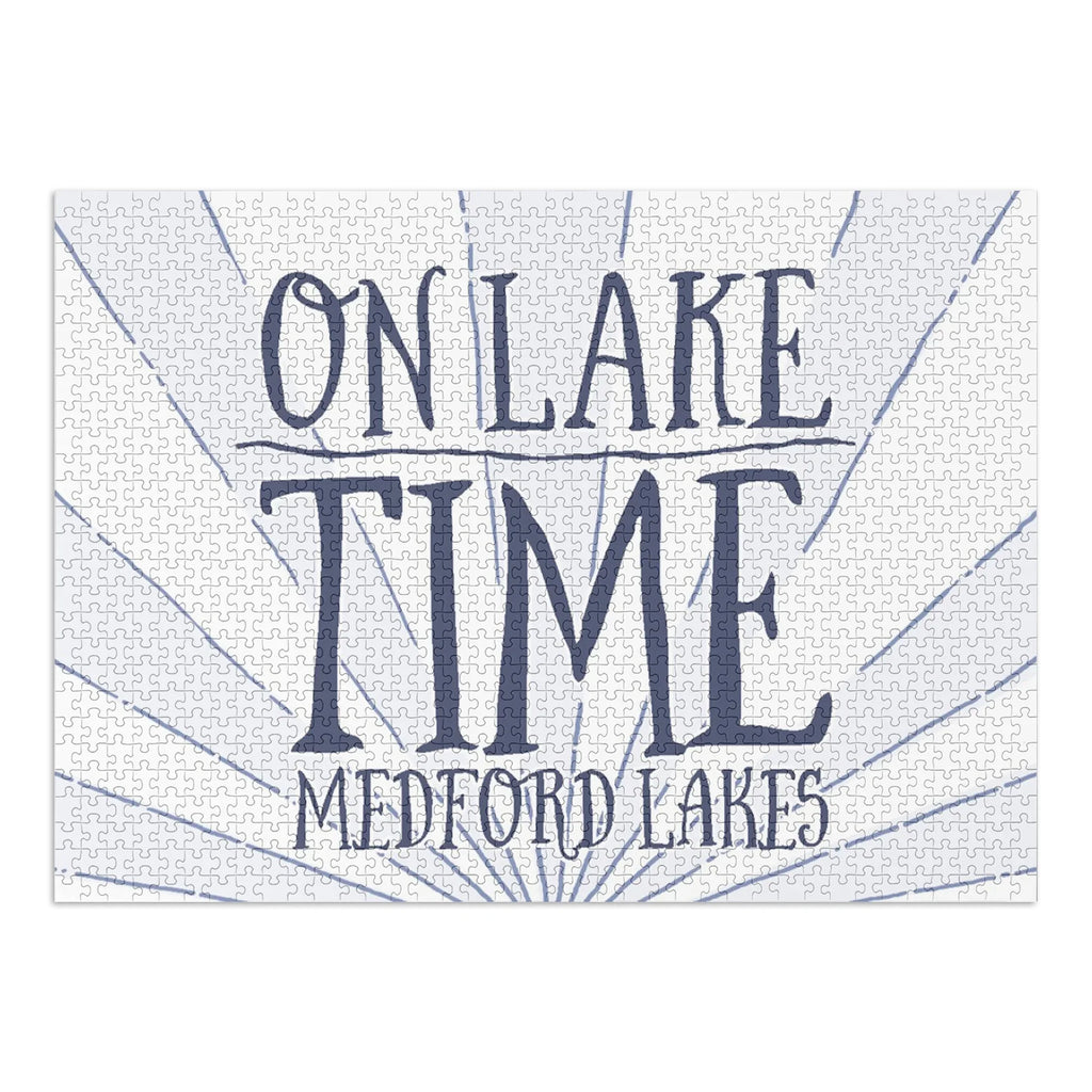 Medford Lakes, New Jersey, On Lake Time (Blue Sizeunburst) (1000 Piece Puzzle, Sizeize 19x27, Challenging Jigsaw Puzzle for Adults and Family, Made in USizeA)