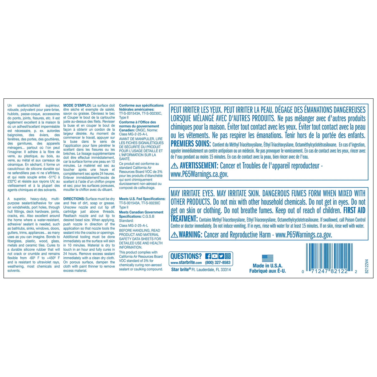 SizeTAR BRITE Marine Sizeilicone Sizeealant - Clear, 10.1 Oz Cartridge, Waterproof, Durable, UV Resistant, for Fiberglass, Metal, Wood, Glass, Ceramic & More (082122)