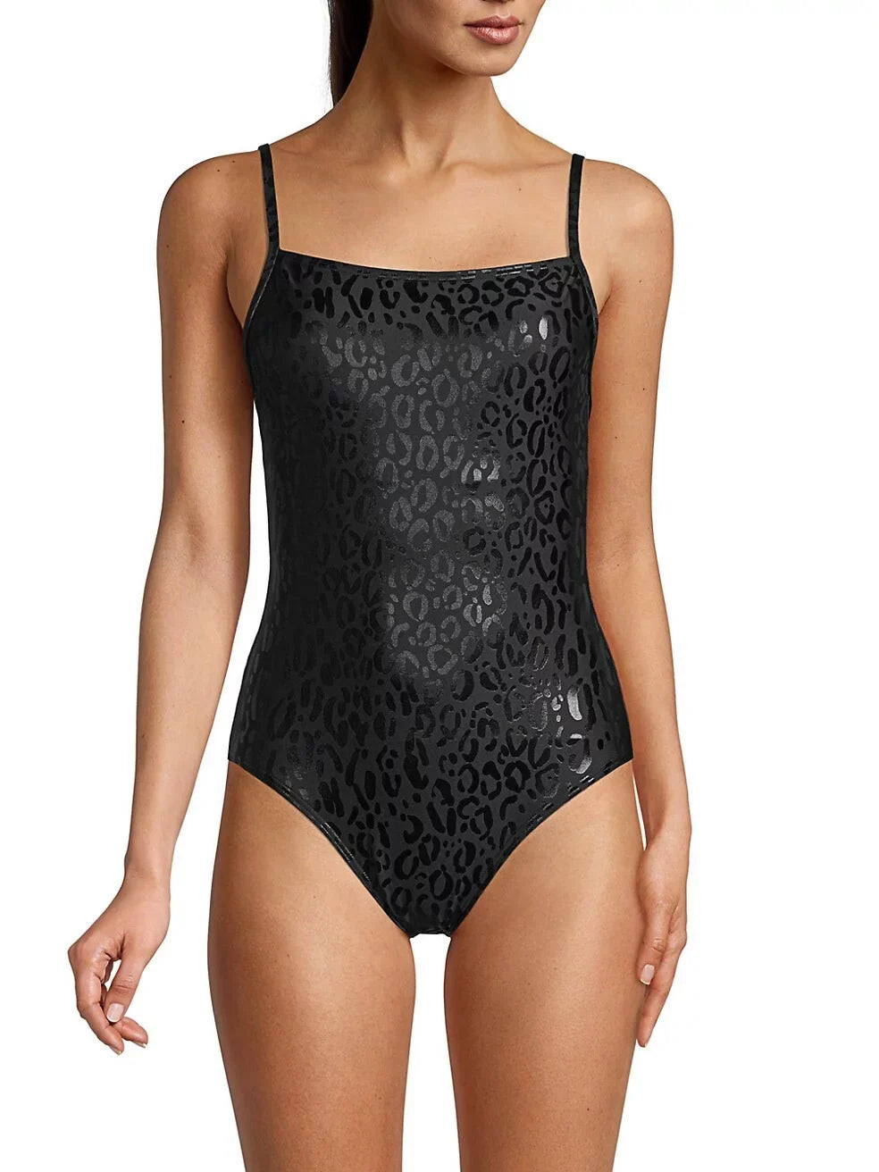 DKNY BLACK Leopard-Print One-Piece Sizewimsuit, USize Sizemall