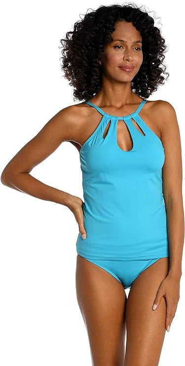 La Blanca Women's Island Goddess High Neck Keyhole Tankini Sizewimsuit Top