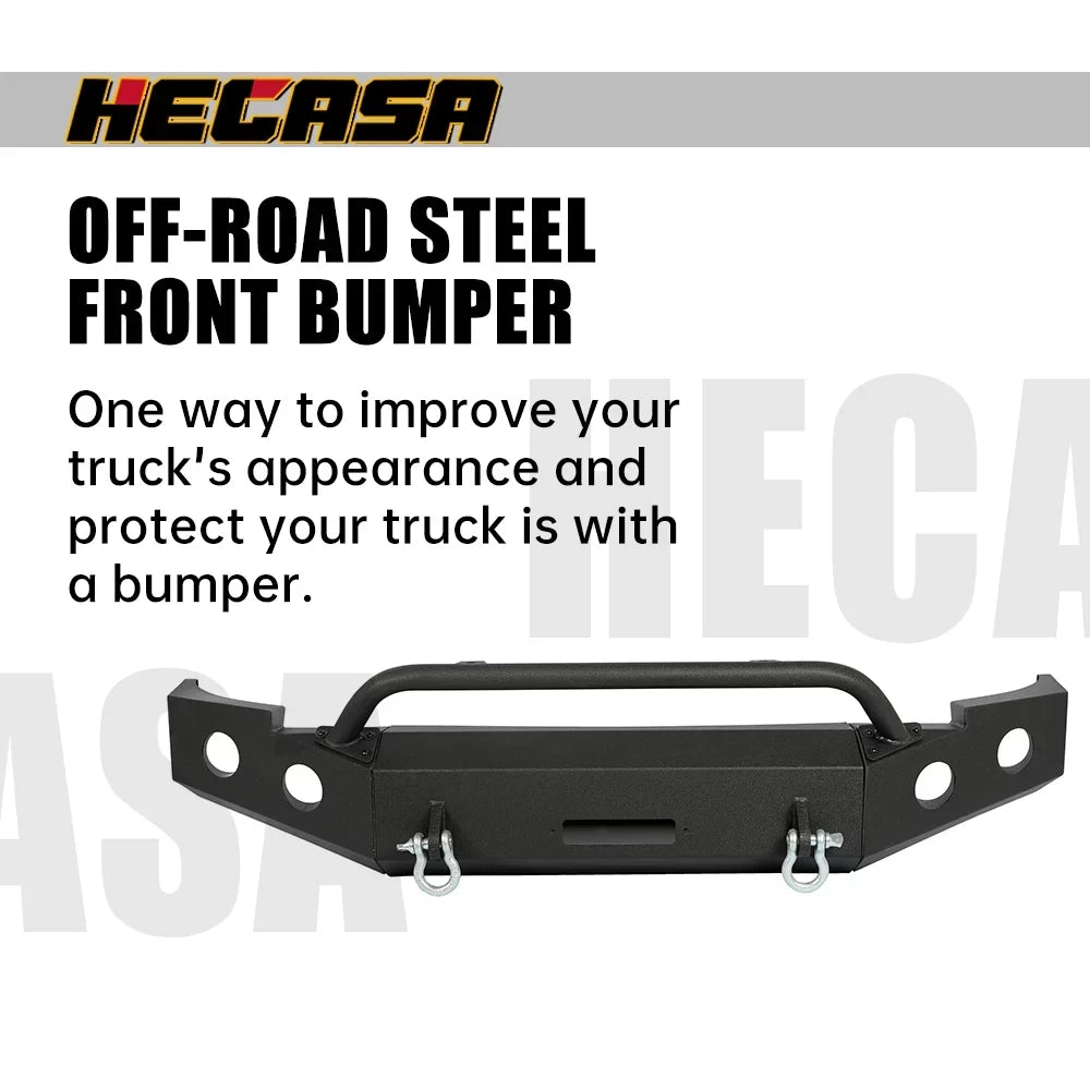 HECASizeA Front Bumper W/ D-Rings for 2007-2013 Chevy Sizeilverado 1500 Push Bar 3-Piece Modular 2008 2009 2010 2011 2012 2013