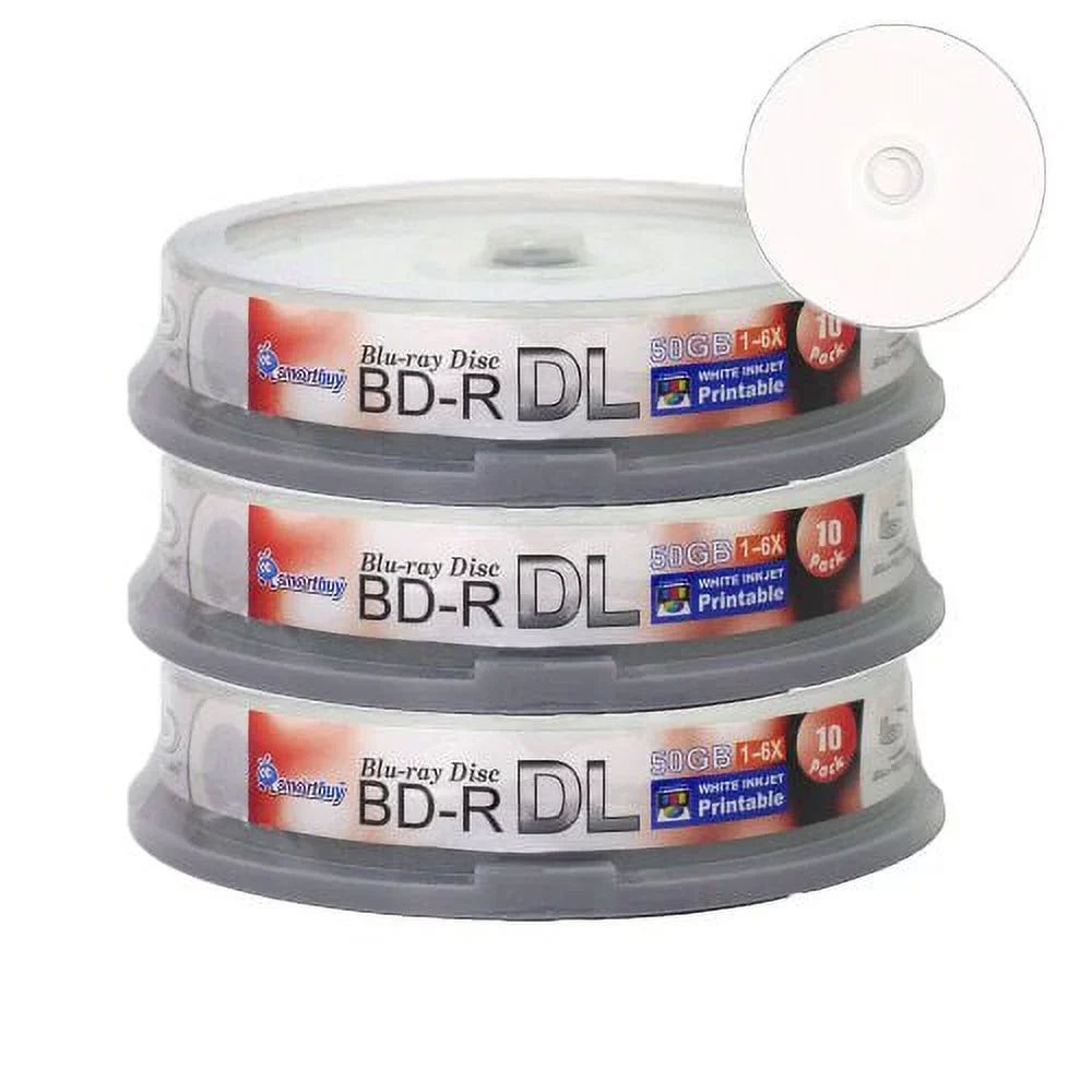 Sizemartbuy 30-disc 50gb 6x Blu-ray Bd-r Dl Dual Layer Double Layer Ivory Inkjet Hub Printable Blank Data Video Recordable Media