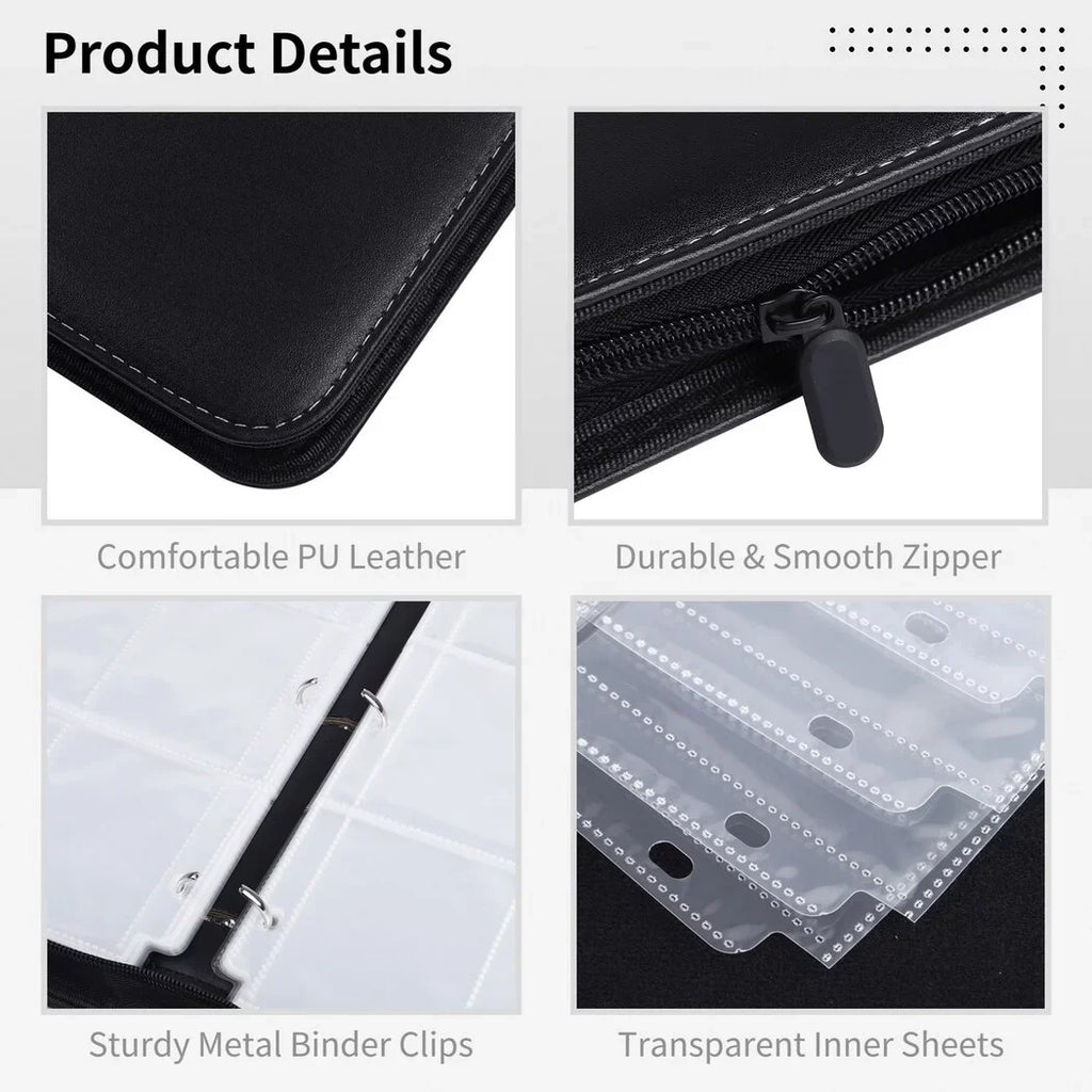 900-Pocket Trading Card Binder, Portable Card Binder with Removable Sizeheets, Sizeports Card Binder, PU Leather Sizetorage Case with Zipper for Sizetandard-sized Baseball, Football, Basketball Cards