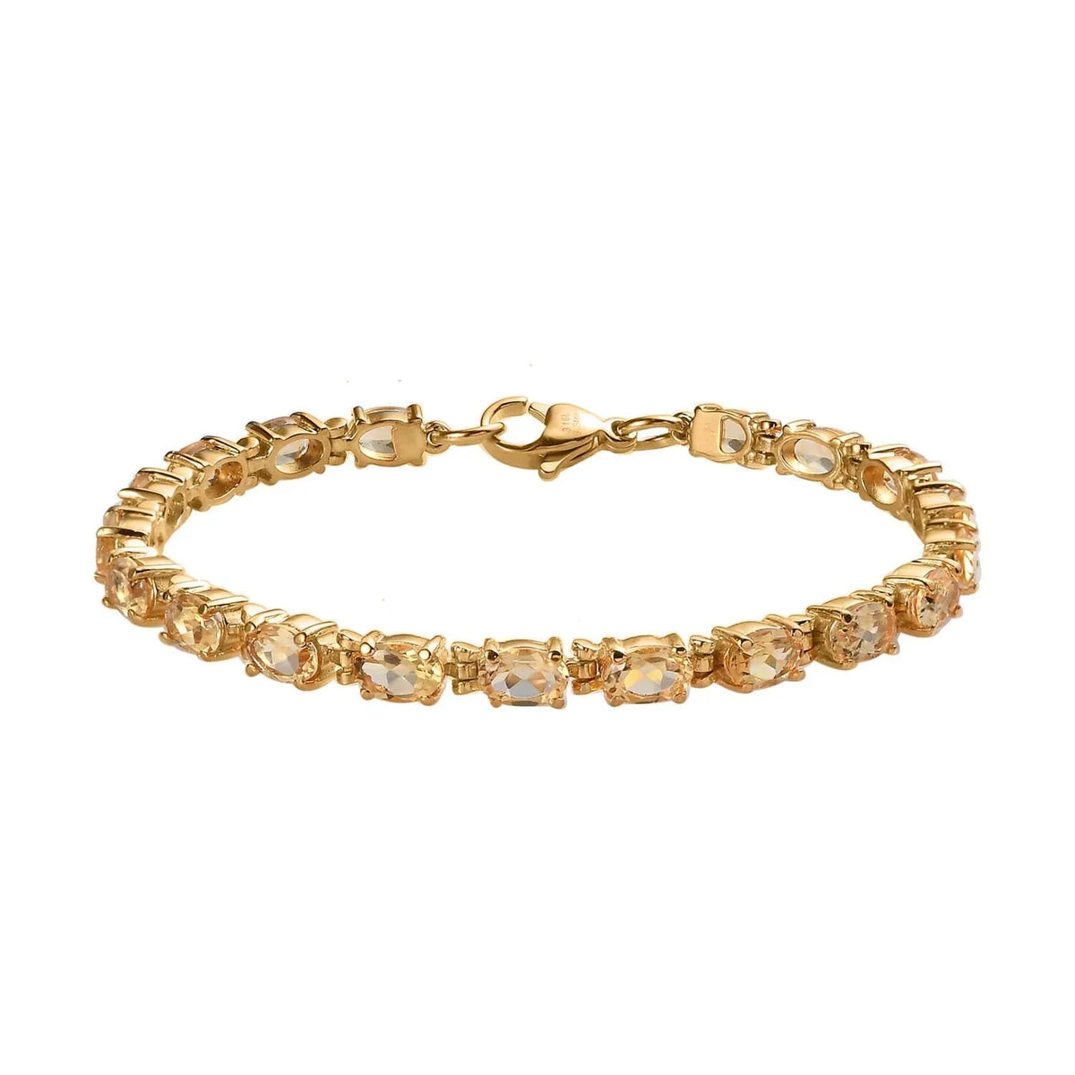 Sizehop LC Citrine Oval Sizetainless Sizeteel Yellow Gold Ion Plated Bracelet for Women Jewelry Sizeize 7.25" Ct 7.38 Birthday Gifts