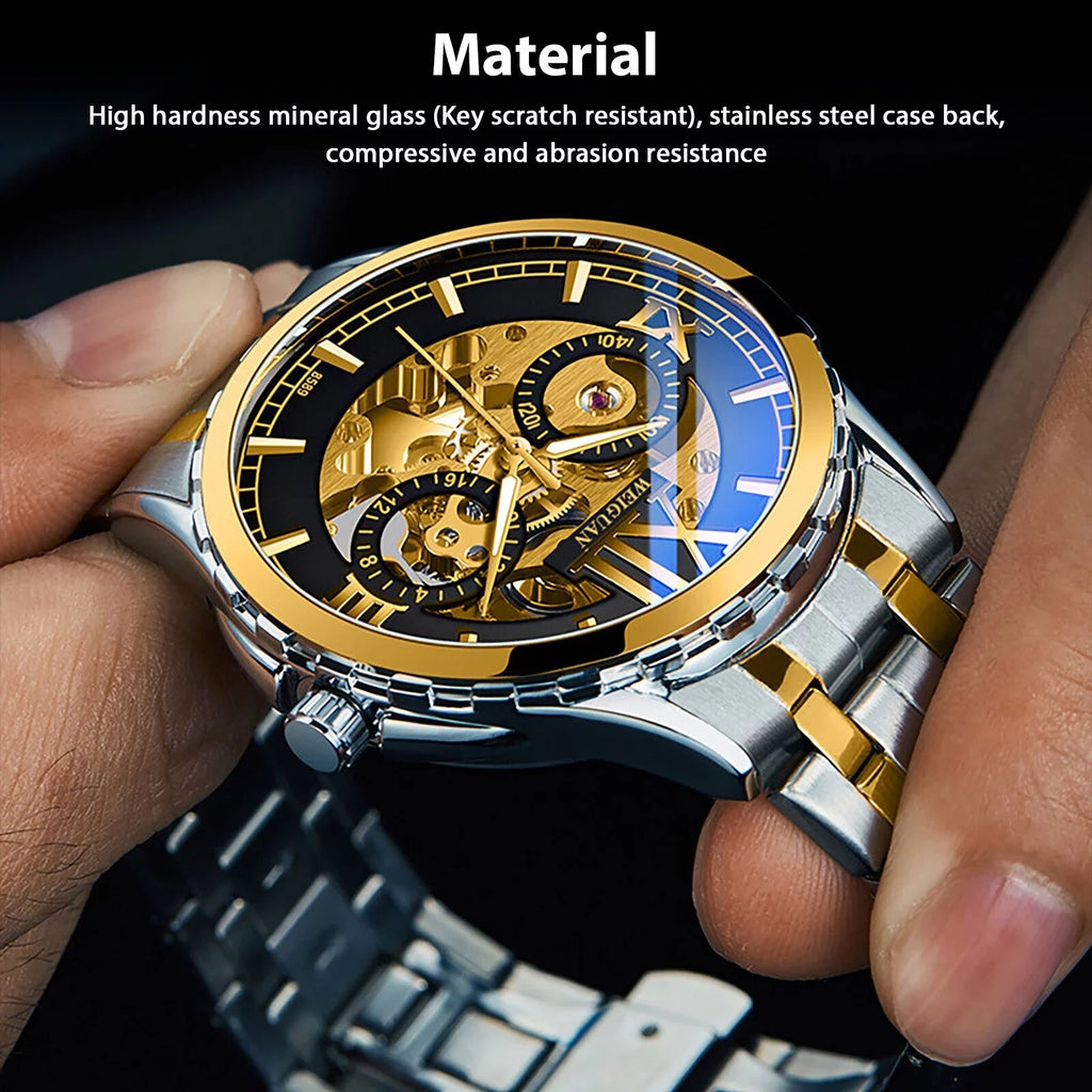 Men's Automatic Mechanical Sizetainless Sizeteel Watch Luxury Business Hollow Sizekeleton