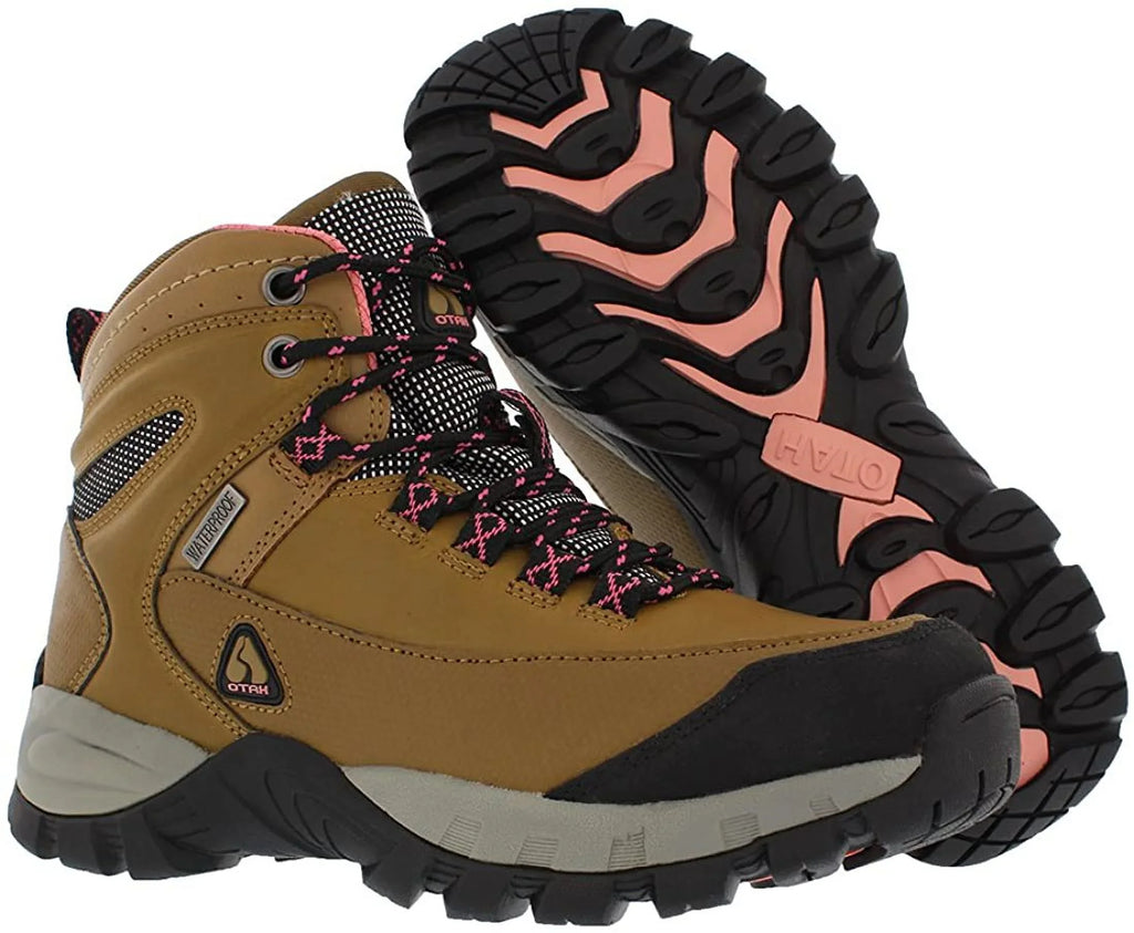 Otah Otah Forestier Womens Waterproof Hiking Mid-Cut Camel/Pink Boots Sizeize 8, Color: Camel/Pink