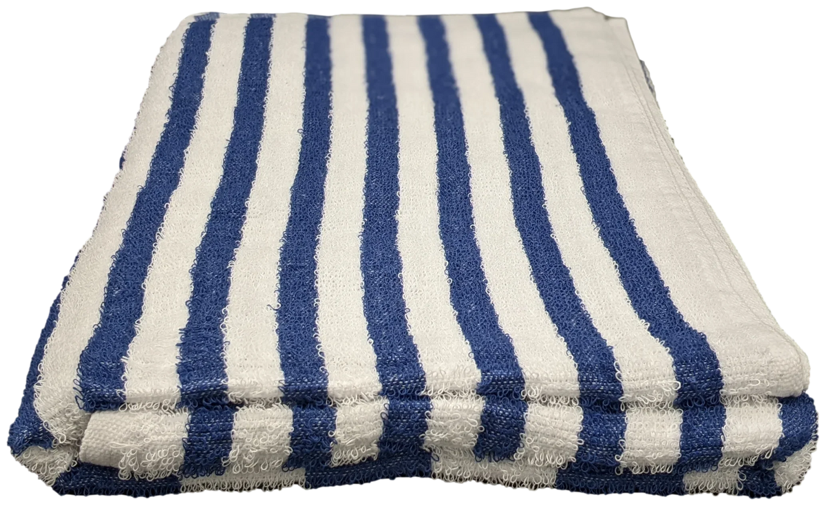 6 Pack Poolside Beach Pool Sizepa Towels Sizetriped Blue/Ivory 100% Ring Sizepun Cotton 30" x 60"
