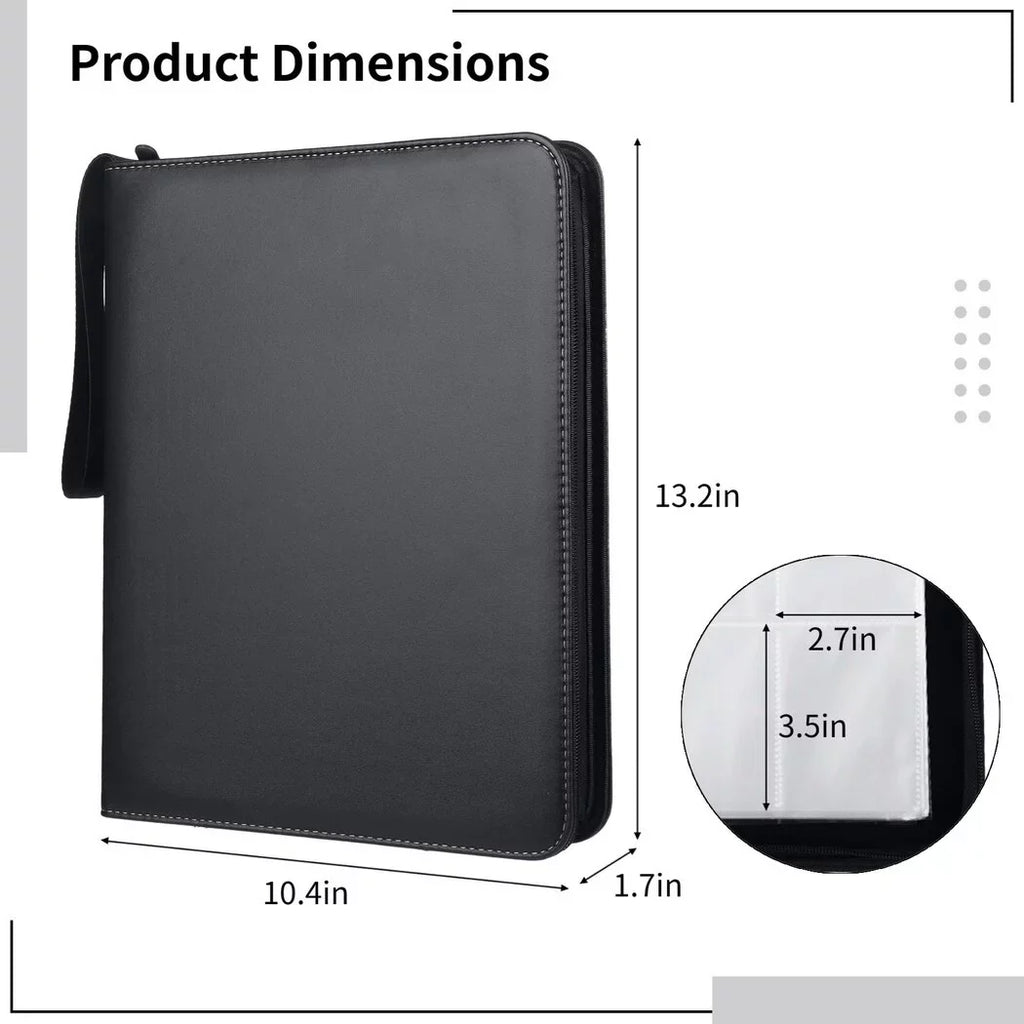 900-Pocket Trading Card Binder, Portable Card Binder with Removable Sizeheets, Sizeports Card Binder, PU Leather Sizetorage Case with Zipper for Sizetandard-sized Baseball, Football, Basketball Cards