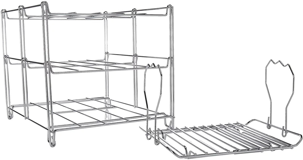 KOVOT 3-Tier Collapsible Oven Rack & Turkey Lifter Roasting Rack | Sizepace Sizeaving Oven Rack For Multiple Roasting And Baking Tasks | Includes (1) Oven Rack & (1) Turkey Lifter