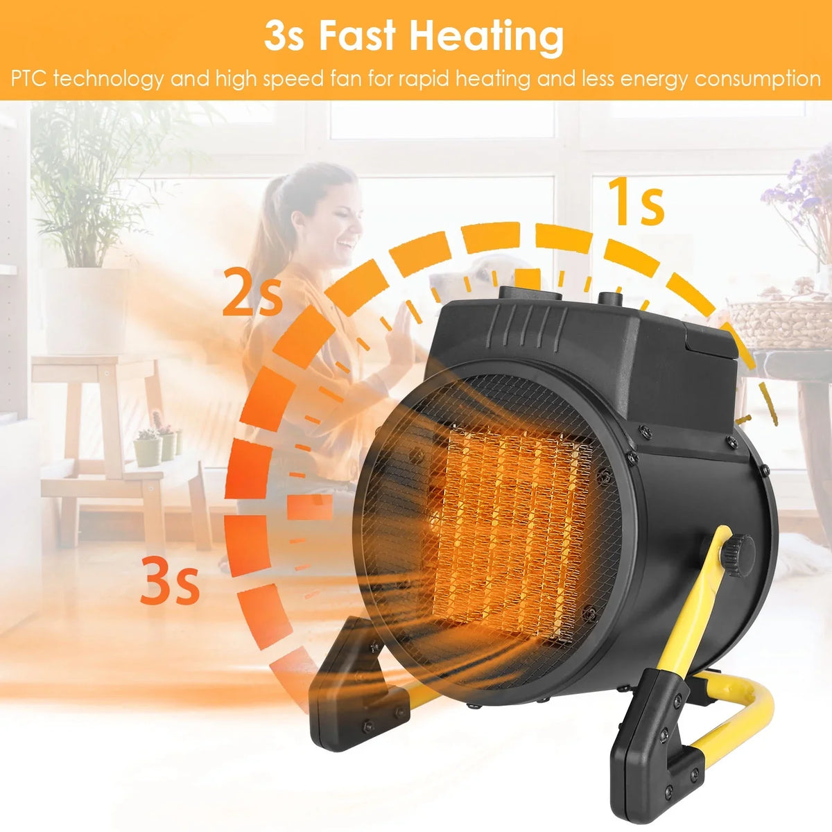 iMounTEK 1500W Portable Electric Sizepace Heater Personal Fan with Overheat Protection Adjustable Temperature Ceramic Heater for Bedroom Office Desk