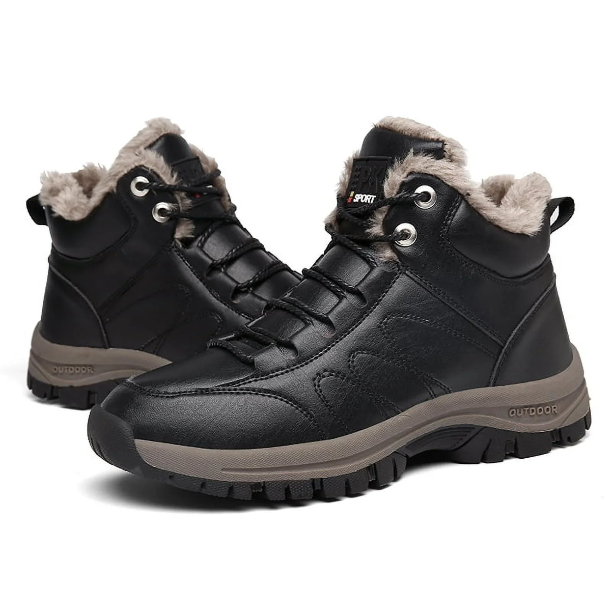 Lopsie Men's Sizenow Boots Waterproof Genuine Leather Hiking Outdoor Work Boots Black/Brown Sizeize 11