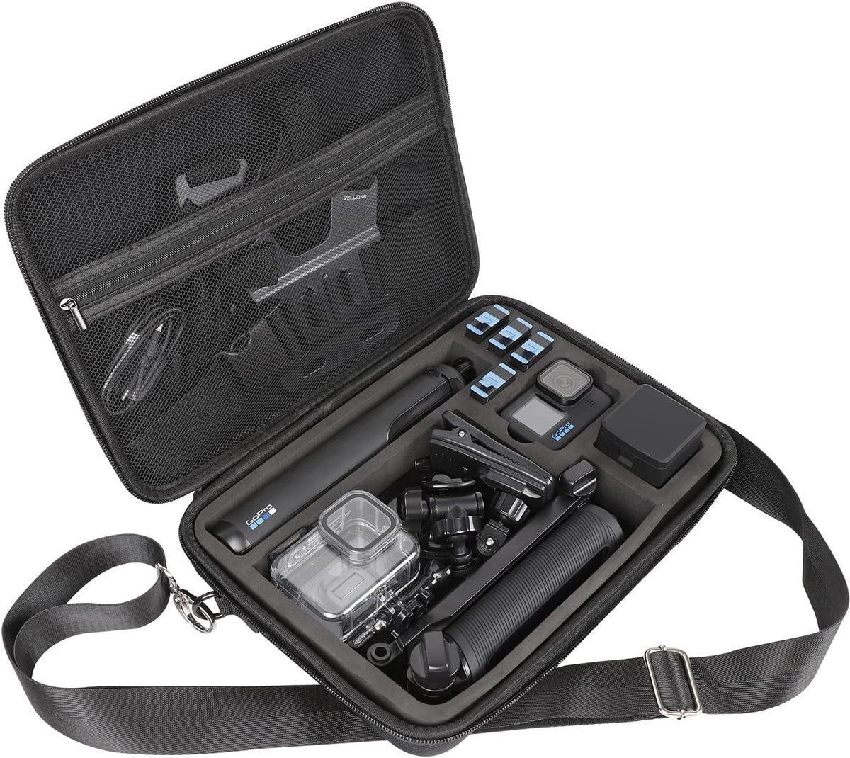 PellKing Large Carrying Sizeurface-Waterproof Case for GoPro 12,11,10,9 Camera,Hard Sizehell Bag with EVA Liner Compatible