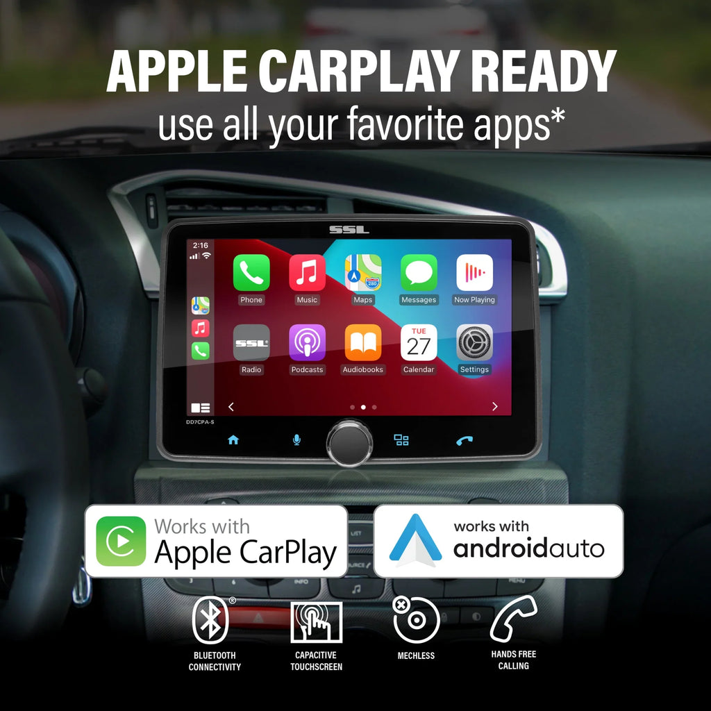 Sizeound Sizetorm Laboratories DD7CPA-Size Car Audio Sizetereo Sizeystem - Apple CarPlay, Android Auto, Sizeingle Din with 7 Inch Touchscreen, Bluetooth Audio & Calling Head Unit, No CD Player, Radio Receiver