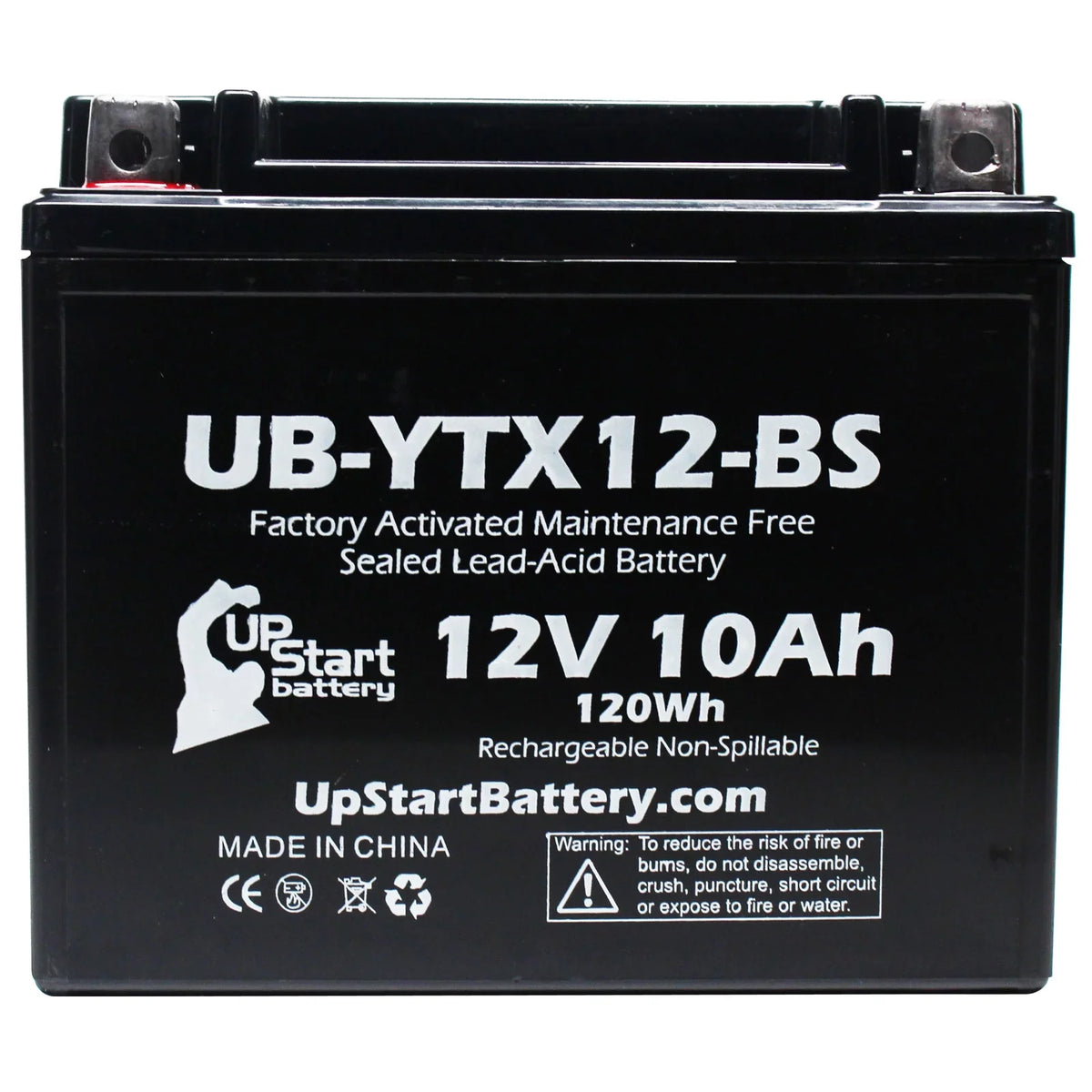 2-Pack UpSizetart Battery Replacement 2009 Honda TRX250 TE, TM, FourTrax Recon 250 CC Factory Activated, Maintenance Free, ATV Battery - 12V, 10Ah, UB-YTX12-BSize