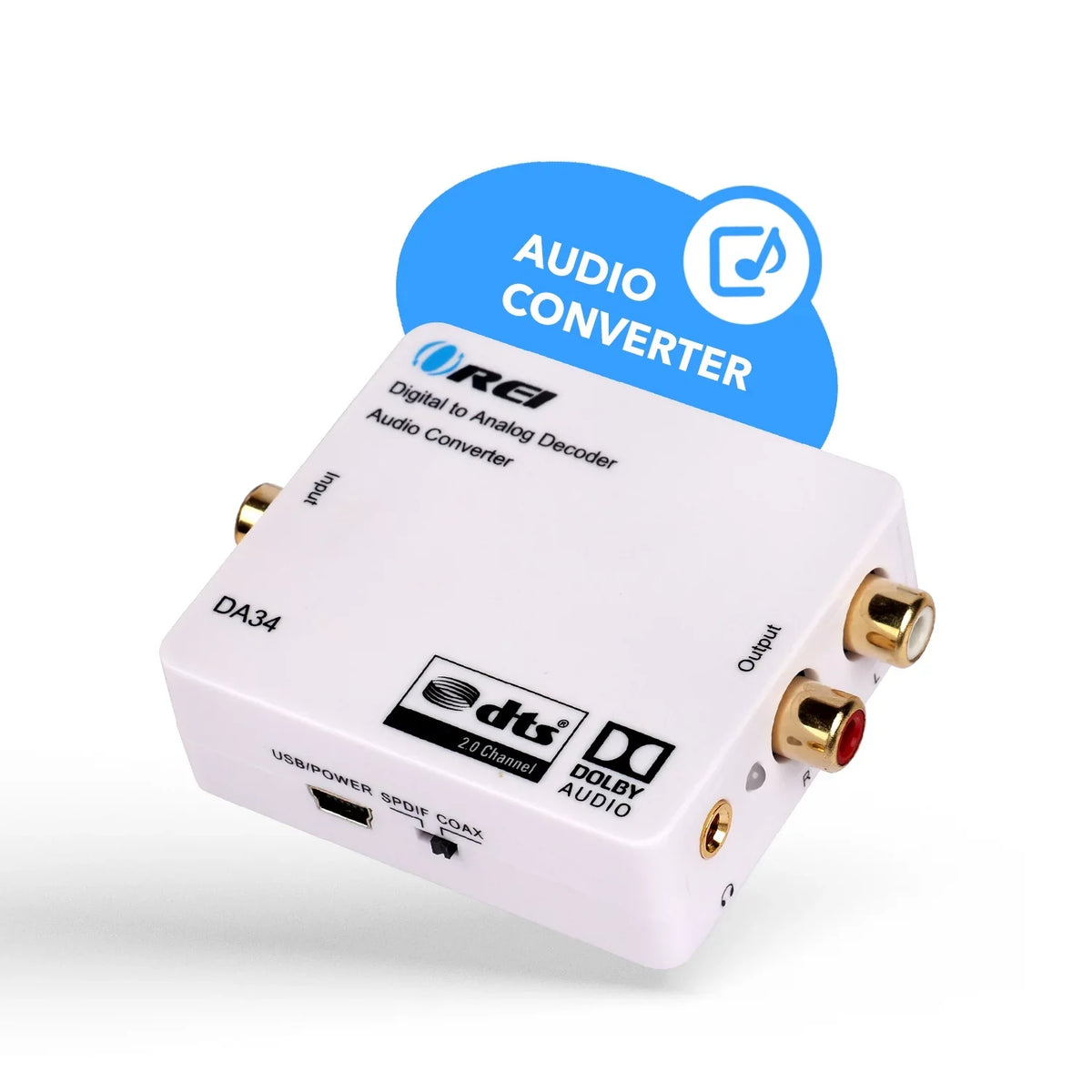 Orei DA34 Digital to Analog Audio Decoder SizePDIF/Coaxial 5.1-Channel Input to RCA L/R/3.5mm Headphone Output