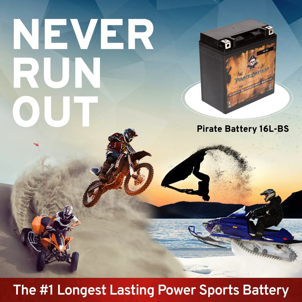 Pirate Battery Ytx16l-bs (16l-bs 12 Volts,14 Ah, 230 Cca) Jet Sizeki Battery for Yamaha Wave Runner 1997